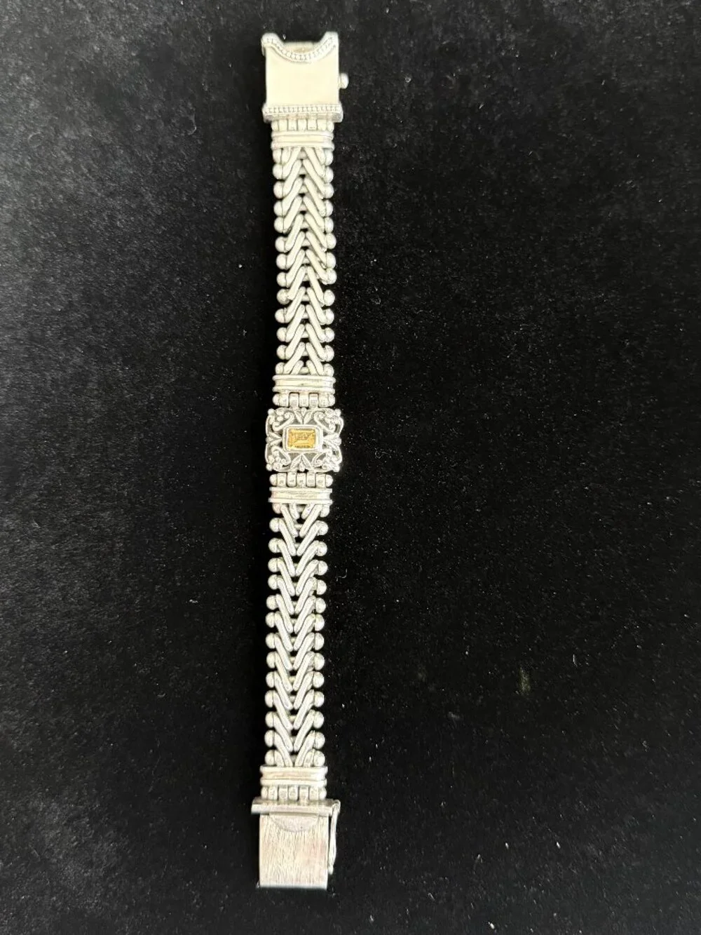 BALINESE STERLING SILVER WOVEN CHAIN LINK WITH CITRINE BRACELET